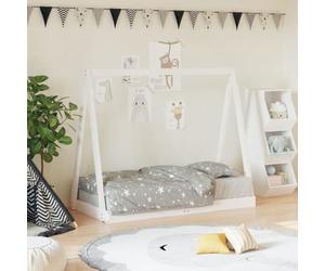 VGLQNRPT Lit pour enfant 70 x 140 cm en pin massif - Design Tipi | Entrée et sortie près du sol, lattes en bois stables pour la ventilation, aspect rustique