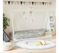 VGLQNRPT Lit pour enfant en bois massif de pin 80 x 200 cm Blanc | Design tipi avec cadre croisé, sommier à lattes inclus, construction proche du sol