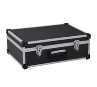 VGLQNRPT Mallette à outils en aluminium - 46 x 33 x 16 cm - Boîte à outils stable avec 6 compartiments et 17 poches - Mallette à outils verrouillable pour artisanat et loisirs, Noir , 1, Moderne