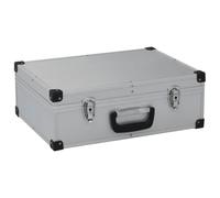 VGLQNRPT Mallette à outils en aluminium - 46 x 33 x 16 cm - Boîte à outils stable avec 6 compartiments et 17 poches - Mallette à outils verrouillable pour artisanat et loisirs, argenté, 1, Moderne