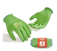 VGO 3 Paires Gants de Jardinage Femmes - Enduit de Nitrile Antidérapant, Lavable en Machine et Respirant pour l'Extérieur, le Bricolage, le Ranch, le Camping| Flexible Fit(NT2110-FM,Vert,L,3 paires)