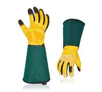 Vgo... Gants de jardinage cuir hommes femmes, gantelet d'élagage, manches longues, anti-épines, puncture protection, avant-bras long, écran tactile, anti-choc(CA7472,Jaune+Vert,9/L,1Paire)