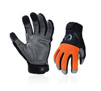 Vgo... Gants de mécanicien en cuir homme anti-vibration(CA7723WR,M) | Orange,cuir de vachette,anti-vibration,dextérité,construction,industriel,automobile,conduite,léger,jardinage,ferme