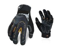Vgo... Gants de mécanicien lourds anti-vibrations/impacts(SL8849,M) | Noir+Doré,cuir synthétique,haute dextérité,écran tactile,construction,industriel,mécanicien,automobile,gréeur,entrepôt
