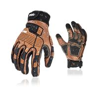 Vgo... Gants mécanicien en cuir homme anti-vibration et impact(CA7722IP,L) | Marron,cuir de vachette déperlant,anti-vibration,très abrasif,écran tactile,industriel,automobile,heavy duty mécanicien