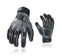 Vgo... Gants mécanicien en cuir homme anti-vibration et impact(CA7722WR,L) | Gris,cuir de vachette déperlant,anti-vibration,très abrasif,écran tactile,industriel,automobile,heavy duty mécanicien