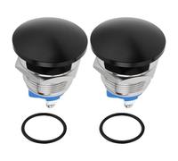 VGOL Lot de 2 boutons poussoirs étanches en métal 19 mm AC/DC 12 V-250 V Noir