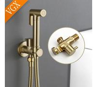 VGX Ensemble de robinetterie de bidet à eau froide avec douchette hygiénique ronde pour toilettes Black bidet faucet