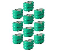 vhbw 10 NiMH pile bouton de remplacement pour type 3/V150H 3 épingles | 150mAh 3,6V convient pour les batteries de modélisme etc.