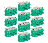 vhbw 10x NiMH pile bouton de remplacement pour type 2/V150H 3 épingles 150mAh 2,4V convient pour les batteries de modélisme etc.