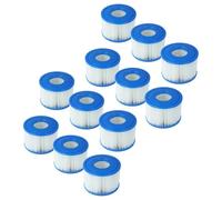 vhbw 12x Cartouche filtrante type S1 compatible avec Intex PureSpa 28423E, 28443E, 28453E spa, bain à remous - Filtre de rechange, blanc / bleu
