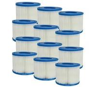 vhbw 12x Cartouche filtrante type VI compatible avec HWC PH050011, E32, PH050012, PH050017 spa, bain à remous - Filtre de rechange blanc / bleu