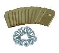 vhbw 12x Lames compatible avec Telsing 1000, 1500, 2500 tondeuse - Lames de rechange, or / argenté, apatite de titane