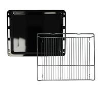 vhbw 1x plaque de four, 1x grille (kit de 2 pièces) compatible avec Bosch HBG635BB1/35, HBG635BB1/15 four - 45,5 x 36,1 / 37,5 x 3 cm