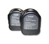 vhbw 2x Batteries compatible avec Roller Multi-Press Mini ACC, Multi-Press Typ 571 outil électrique (3000mAh NiMH 12 V)