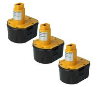 Lot 3 batteries Ni-MI vhbw 2000mAh (12V) pour outils DC756KA, DC756KB, DC840KA, DC841KA, DC845KA comme Dewalt DC9071, DE9037, DE9071, DE9074.