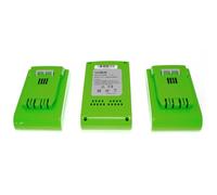 vhbw 3x Batterie compatible avec Greenworks G24PS20K2, G24PS20, G24PH51, G24 Sweeper outil électrique (2000 mAh, Li-ion, 24 V)
