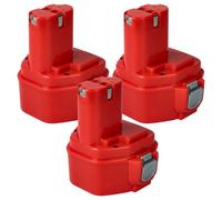 vhbw 3x Batterie remplacement pour Makita 192698-8, 192698-A, 193059-5, 193157-5, 193100-4, 193138-9 pour outil électrique (3000 mAh, NiMH, 12 V)