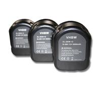 vhbw 3x Batterie remplacement pour Rems 571510, 571513, 571510 R12 pour outil électrique (3000 mAh, NiMH, 12 V)