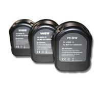 vhbw 3x Batteries Ni-MH 3000mAh (12V) pour outils DW974K-2, DW974KQ, DW975B, DW975K, DW976K comme Dewalt 152250-27, 397745-01, DC9071, DE9037.