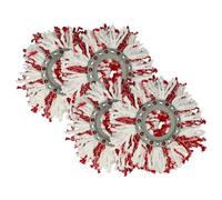 vhbw 4x Serpillères compatible avec Leifheit Clean Twist Mop Ergo, Combi Mop balai nettoyant - Tête de rechange, microfibre, rouge / blanc