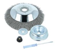vhbw Brosse à désherber universelle en métal doux pour outil de jardin, débroussailleuse avec raccord jusqu'à 25,4 mm - Ø 20 cm - kit d'accessoires