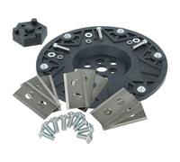 vhbw Kit d'accessoires compatible avec Ferrex R800Smart tondeuse à gazon - 9x lame + vis, 1x disque porte-lame, noir / argenté