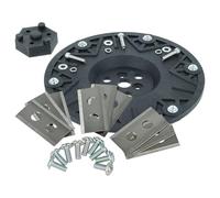 vhbw Kit d'accessoires compatible avec Kress Mission KR136, KR133 tondeuse à gazon - 9x lame + vis, 1x disque porte-lame, noir / argenté