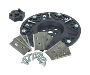 vhbw Kit d'accessoires compatible avec Worx Landroid WR167E, Vision M600 tondeuse à gazon - 9x lame + vis, 1x disque porte-lame, noir / argenté