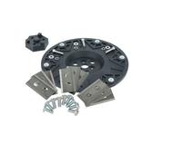 vhbw Kit d'accessoires remplacement pour Kress 59002471 pour tondeuse à gazon - 9x lame + vis, 1x disque porte-lame, noir / argenté