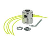 vhbw Tête à double fil en aluminium pour coupe-bordures/débroussailleuse avec ses accessoires et fil de coupe en nylon, logement pour réception M8 M10