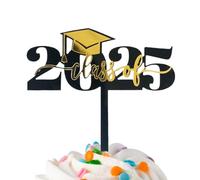 Vhjlfig 2025 Toppers pour cupcakes | Toppers pour cupcakes sur le thème de remise des diplômes en noir et doré, baguettes en acrylique pour apéritifs et accessoires photo comme décoration pour la