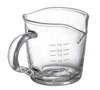 VIA CREMA Verre doseur à café (manche en bois) 70 ml Verre doseur à café pratique avec 2 becs. Verre doseur à café (Double Spot)