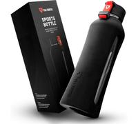 VIA FORTIS® Gourde en verre 550ml avec housse en silicone - Gourde incassable & sans BPA pour le sport, le fitness, le vélo, le bureau & la vie quotidienne - Onyx Black Noir