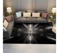 Via Vela 3D Illusion Optique Noir Tapis 80x150cm créatif Tunnel Homme Silhouette Fin Pliable à Poil Bas résistant aux Taches Grand Bureau antidérapant Salon Chambre Descente de lit