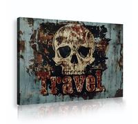 Via Vela Cave Homme Décor Toile Encadrée Art Vintage Voyage Poster Image Gothique Crâne Squelette Peinture Bar Maison Garage Salle Jeux Oeuvre Impressions 60x90cm