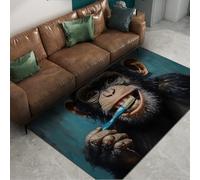 Via Vela Drôle Singe Brosse à Dents carpette 120x180cm Mignon Gorille Motif Animal à Poil Bas Fin Lavable résistant aux Taches Grand Enfant Salle Jeu antidérapant Chambre Salle Bain Tapis