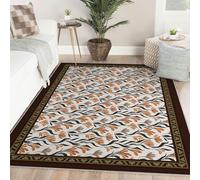 Via Vela Feuilles Caramel rétro Tapis Chambre bébé 60x90cm Abstrait Terre Cuite Floral Tapis Lavable en Machine avec carpette antidérapante pour Salle Jeux Chambre bébé dortoir