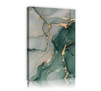 Via Vela Luxe Bleu Canard Vert Toile Encadrée Art Moderne Abstrait Peinture Art Poster Doré Ligne Dorée Toile Impressions Salon Chambre Images Décor 70x110cm