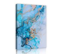 Via Vela Moderne Bleu Canard Toile Peinture Abstrait Turquoise Bleu Océan Vague Imagerie Grand Art Murale pour Chambre Salon Hôtel Spa Chambre Invité Gallery Wrapped Maison Mur Décor 70x105cm