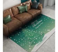 Via Vela Vert Sapin Noël Flocon Neige carpette 120x180cm fête Hiver étoile Citation Motif Fin Pliable à Poil Bas Lavable Grand antidérapant Chambre Salon Tapis