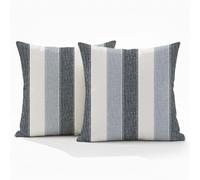 ViaElayu Housse de Coussin 40x40 cm Rayures Gris Foncé Gris Bleu Taies Décoratif Taie d'oreiller Decoration Boheme Housse Coussin pour Canapé Divan ou Extérieur Style Moderne Vintage Lavable Lot de 2