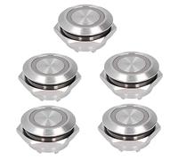 ViaGasaFamido Bouton-Poussoir Momentané Haute Qualité Métal Ultra Mince Étanche avec LED 19mm Tactile Court DC 3-6V Blanc pour Projets Électroniques DIY et Applications Industrielles