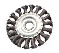 ViaGasaFamido Brosse à Roue en Fil noué torsadé, Fil D’acier | Trou D'arbre de 16 Mm, Construction à Double Couche en Plaque D'acier Renforcée pour L'élimination de la Rouille Nettoyage