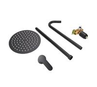ViaGasaFamido Kit de Douche Extérieure à Poignée Unique en Acier | Pomme de Douche Ronde Effet Pluie, Robinet Extérieur Résistant à la Rouille, Installation Murale, pour Jardin ou Bord de