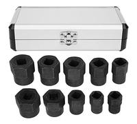 ViaGasaFamido Kit d'Outils Extracteur d'Écrou et Boulon 10 Pièces, Acier Allié, 9-19mm, Professionnel pour Attaches Cassées, Noir