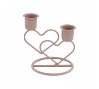 Viahsen Bougeoir Bougeoir Coeur Porte Bougie Photophore en Fer Forgé Finition Lustrée Silhouette Cœur Double Adapté aux Dîners Romantiques Cadeaux Mariages, Rose, Double Cœur