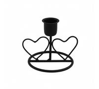 Viahsen Bougeoir Bougeoir Coeur Porte Bougie Photophore en Fer Forgé Finition Lustrée Silhouette Cœur Double Adapté aux Dîners Romantiques Cadeaux Mariages, Noir, Double Cœur