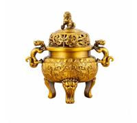 Viahsen Brûleur D'encens Craquelé Brûle-Parfum Sculpté, Classique, Encensoir Rond, pr Salon, Jaune, 13.5CM
