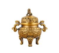 Viahsen Brûleur D'encens Craquelé Brûle-Parfum Sculpté, Classique, Encensoir Rond, pr Salon, Jaune, 19CM